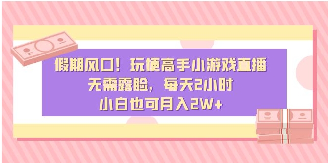 假期风口！玩梗高手小游戏直播，无需露脸，每天2小时，小白也可月入2W+-巨丰资源网