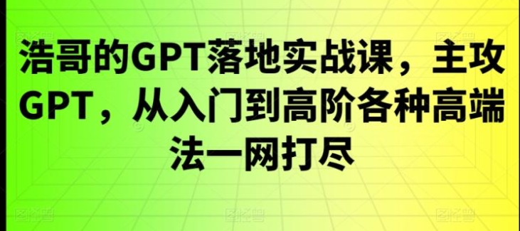 GPT落地实战课，主攻GPT，从入门到高阶各种高端法一网打尽-巨丰资源网