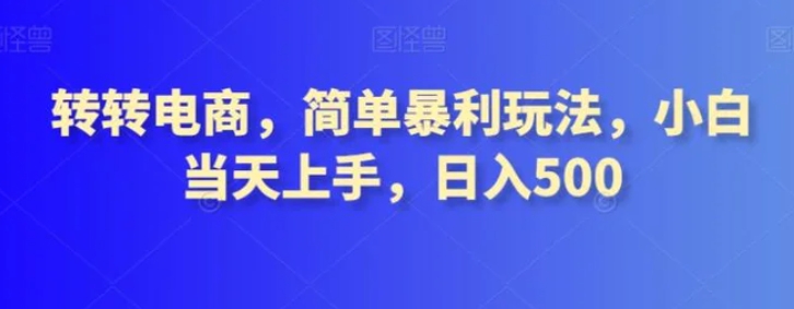 转转电商，简单暴利玩法，小白当天上手，日入500-巨丰资源网