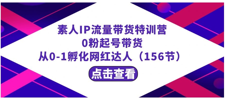 繁星·计划素人IP流量带货特训营：0粉起号带货 从0-1孵化网红达人-巨丰资源网