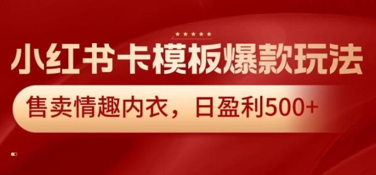 小红书卡模板爆款玩法，售卖情趣内衣，日盈利500+【揭秘】-巨丰资源网