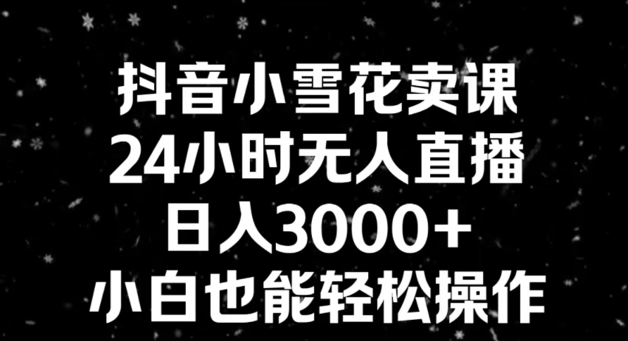 抖音小雪花卖课，24小时无人直播，日入3000+，小白也能轻松操作-巨丰资源网