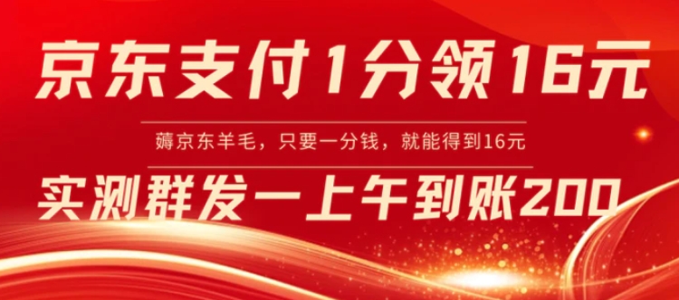 京东支付1分得16元实操到账200-巨丰资源网