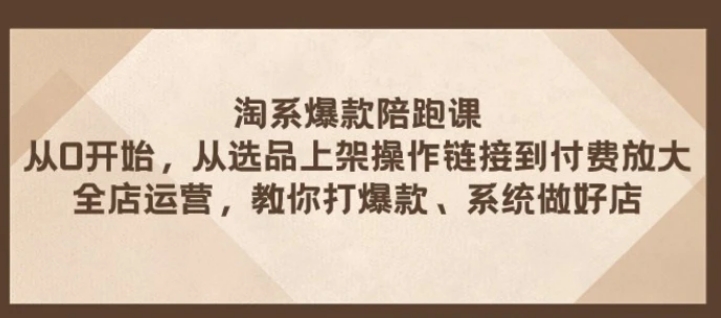 淘系爆款陪跑课 从选品上架操作链接到付费放大 全店运营 打爆款 系统做好店-巨丰资源网