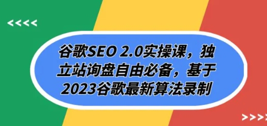 谷歌SEO 2.0实操课，独立站询盘自由必备，基于2023谷歌最新算法录制（94节-巨丰资源网