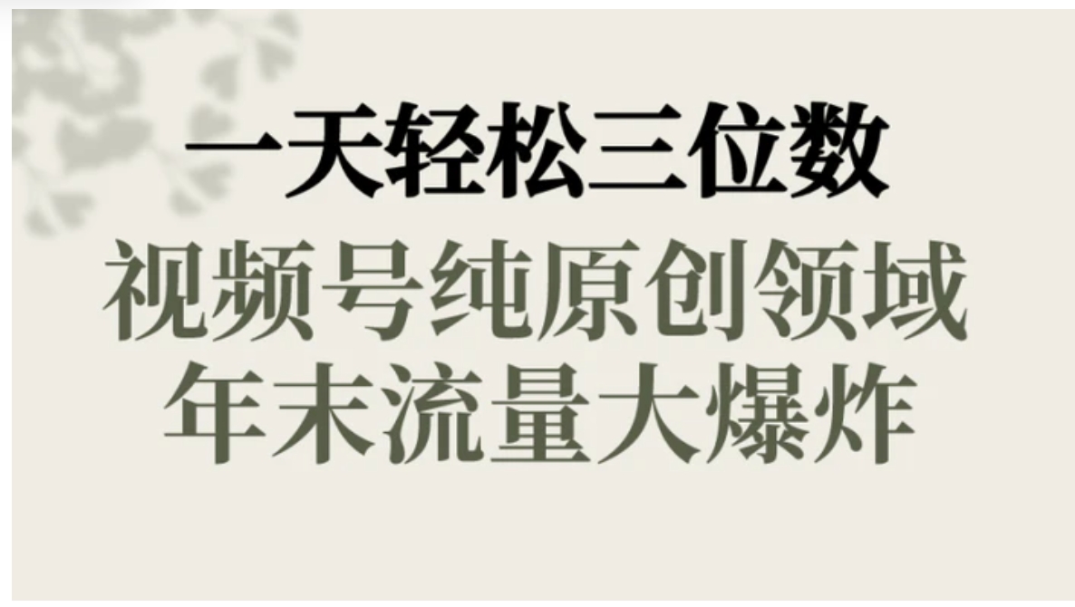 一天轻松三位数，视频号纯原创领域，春节童子送祝福，年末流量大爆炸，-巨丰资源网