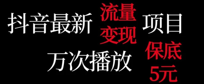 抖音流量变现，万次播放保底5元，额外收入-巨丰资源网