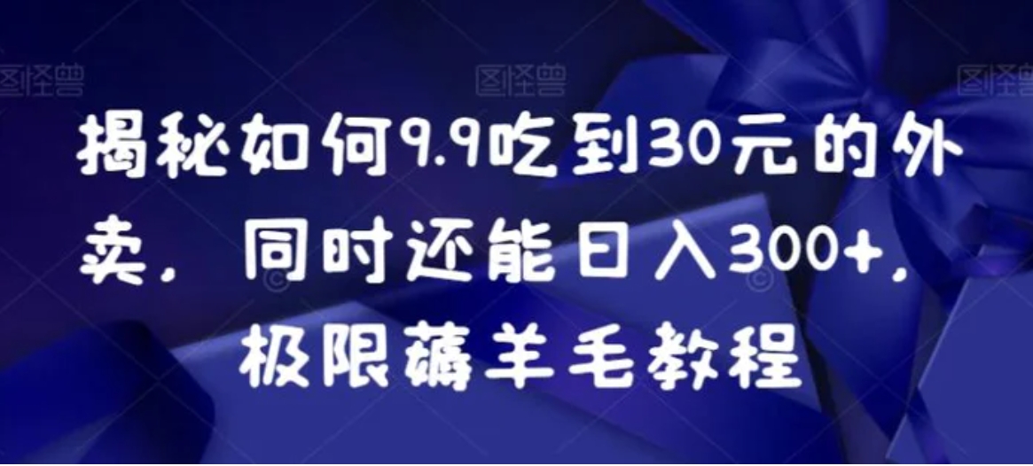 揭秘如何9.9吃到30元的外卖，同时还能日入300+，极限薅羊毛教程-巨丰资源网