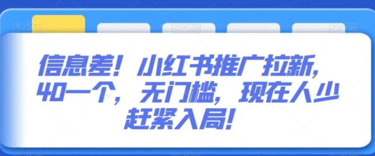 信息差！小红书推广拉新，40一个，无门槛，现在人少赶紧入局！-巨丰资源网