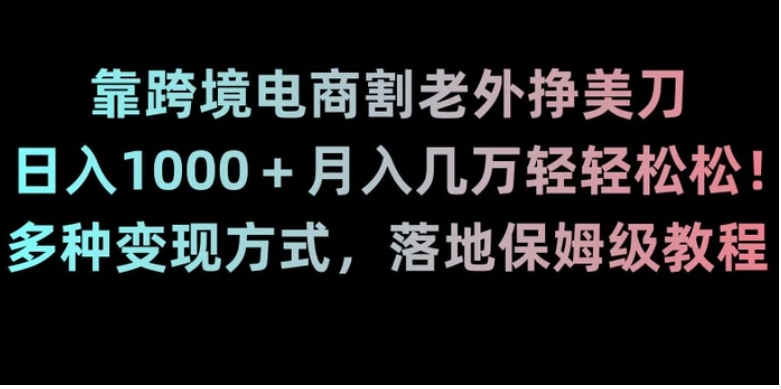 靠跨境电商割老外挣美刀，日入1000＋月入几万轻轻松松！多种变现方式，落地保姆级教程【揭秘】-巨丰资源网