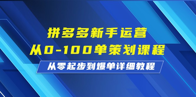 拼多多新手运营从0-100单策划课程，从零起步到爆单详细教程-巨丰资源网