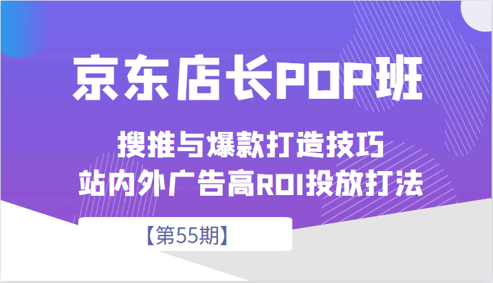 京东店长POP班【第55期】，京东搜推与爆款打造技巧，站内外广告高ROI投放打-巨丰资源网