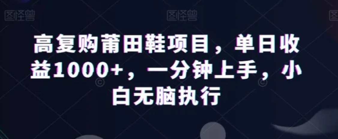 高复购莆田鞋项目，单日收益1000+，一分钟上手，小白无脑执行-巨丰资源网