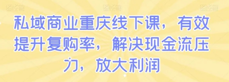 私域商业重庆线下课，有效提升复购率，解决现金流压力，放大利润-巨丰资源网