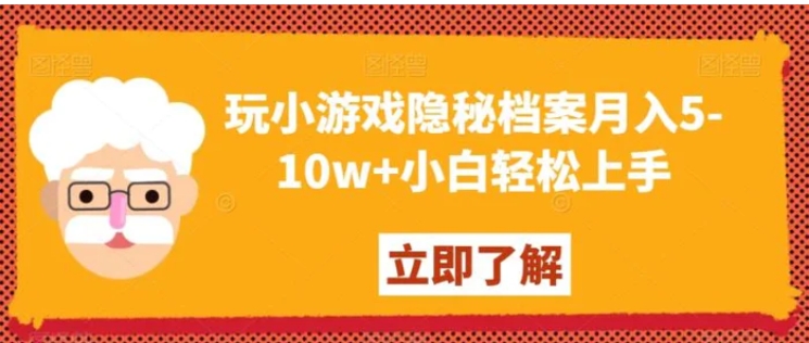 玩小游戏隐秘档案月入5-10w+小白轻松上手【揭秘】-巨丰资源网