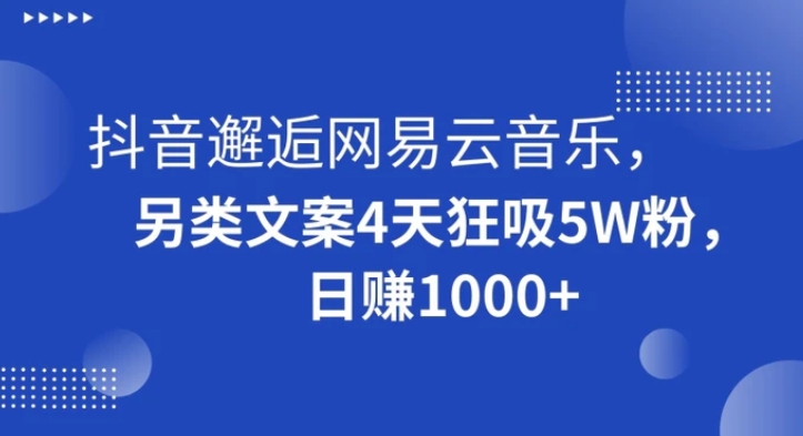 抖音邂逅网易云音乐，另类文案4天狂吸5W粉，日赚1000+【揭秘】-巨丰资源网