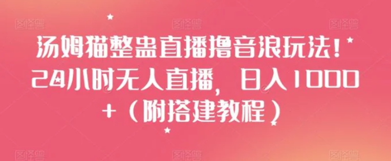 汤姆猫整蛊直播撸音浪玩法！24小时无人直播，日入1000+【揭秘】-巨丰资源网