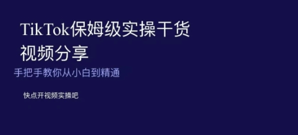 TikTok保姆级实操干货视频分享，手把手教你从小白到精通-巨丰资源网