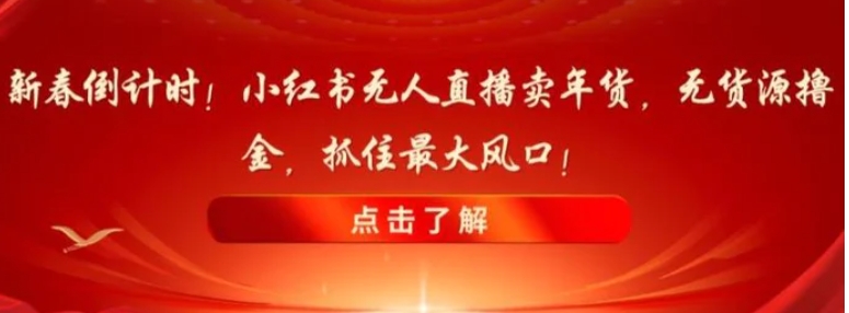 新春倒计时！小红书无人直播卖年货，无货源撸金，抓住最大风口【揭秘】-巨丰资源网