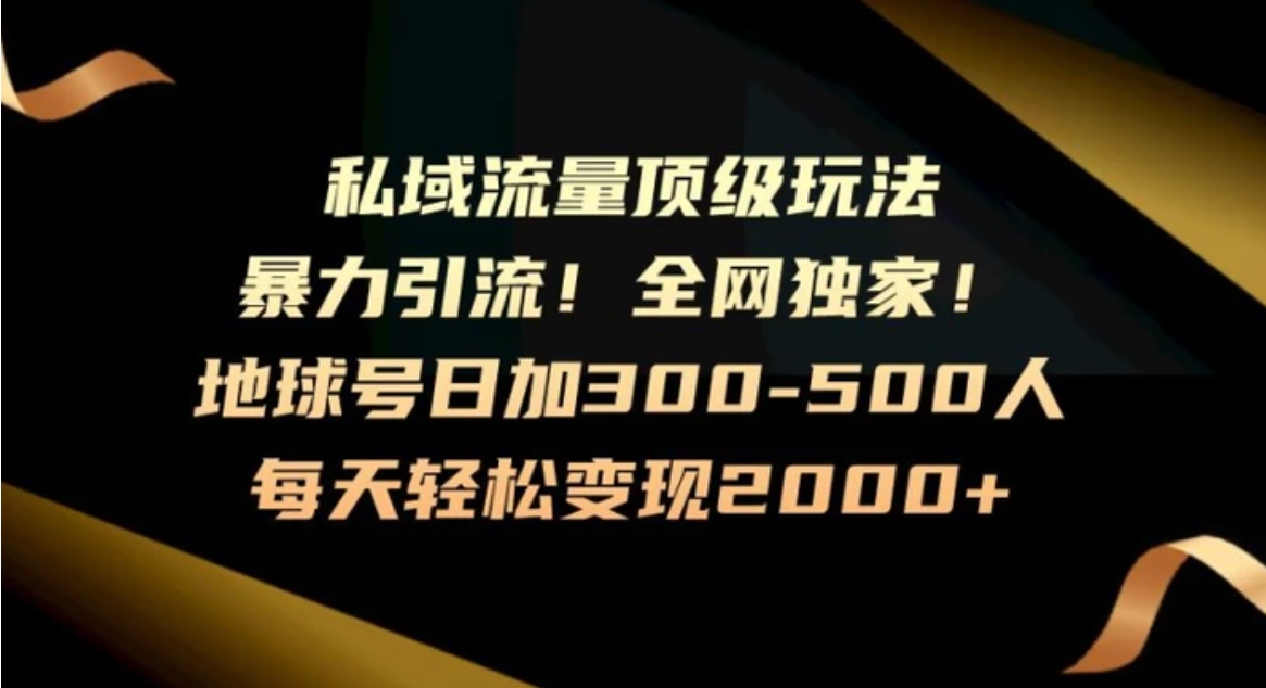 暴力引流，全网独家，地球号日加300-500人，私域流量顶级玩法，每天轻松变现2000+-巨丰资源网