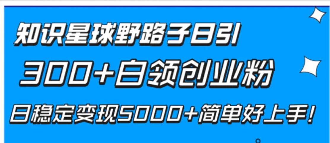 知识星球野路子日引300+白领创业粉，日稳定变现5000+简单好上手！-巨丰资源网