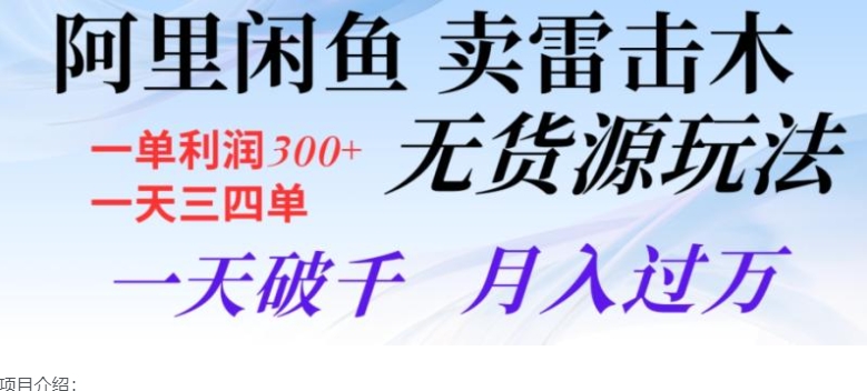 阿里闲鱼卖雷击木无货源玩法，一单利润300+，一天三四单，一天破千，月入过万-巨丰资源网