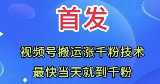 全网首发：视频号无脑搬运涨千粉技术，最快当天到千粉【揭秘】-巨丰资源网