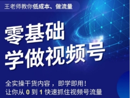 王老师教你低成本、做流量，零基础学做视频号，0-1快速抓住视频号流量-巨丰资源网