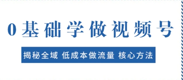 0基础学做视频号：揭秘全域 低成本做流量 核心方法 快速出爆款 轻松变现-巨丰资源网