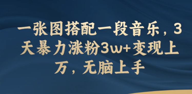 一张图搭配一段音乐，3天暴力涨粉3w+变现上万，无脑上手-巨丰资源网