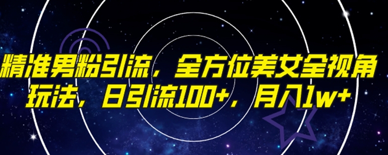 精准男粉引流，全方位美女全视角玩法，日引流100+，月入1w-巨丰资源网