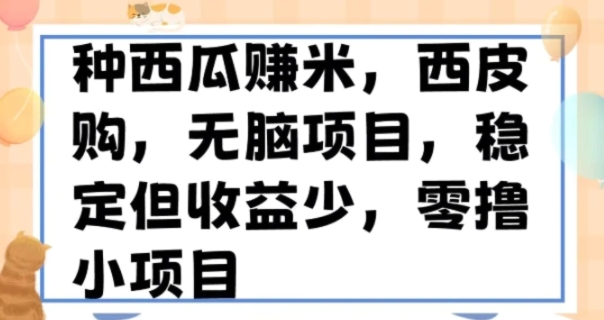 种西瓜赚米，西皮购稳定长久零撸小项目-巨丰资源网