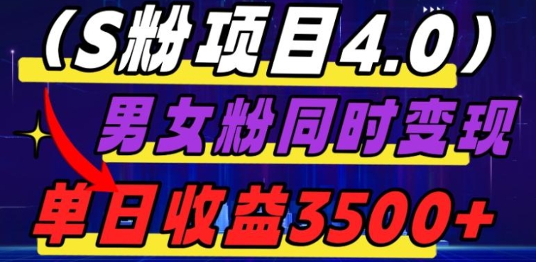 S粉项目4.0，男女粉通吃，男女粉同时变现，单日收益3500+-巨丰资源网