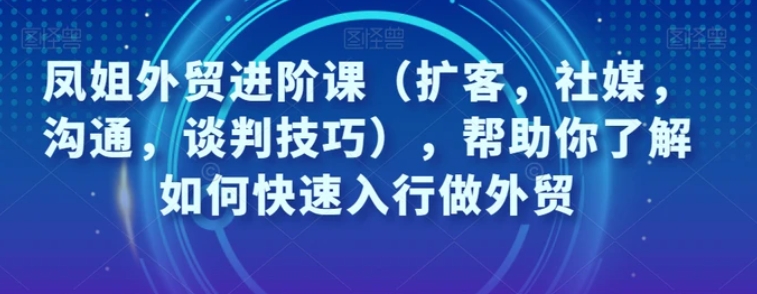 凤姐外贸进阶课，帮助你了解如何快速入行做外贸-巨丰资源网