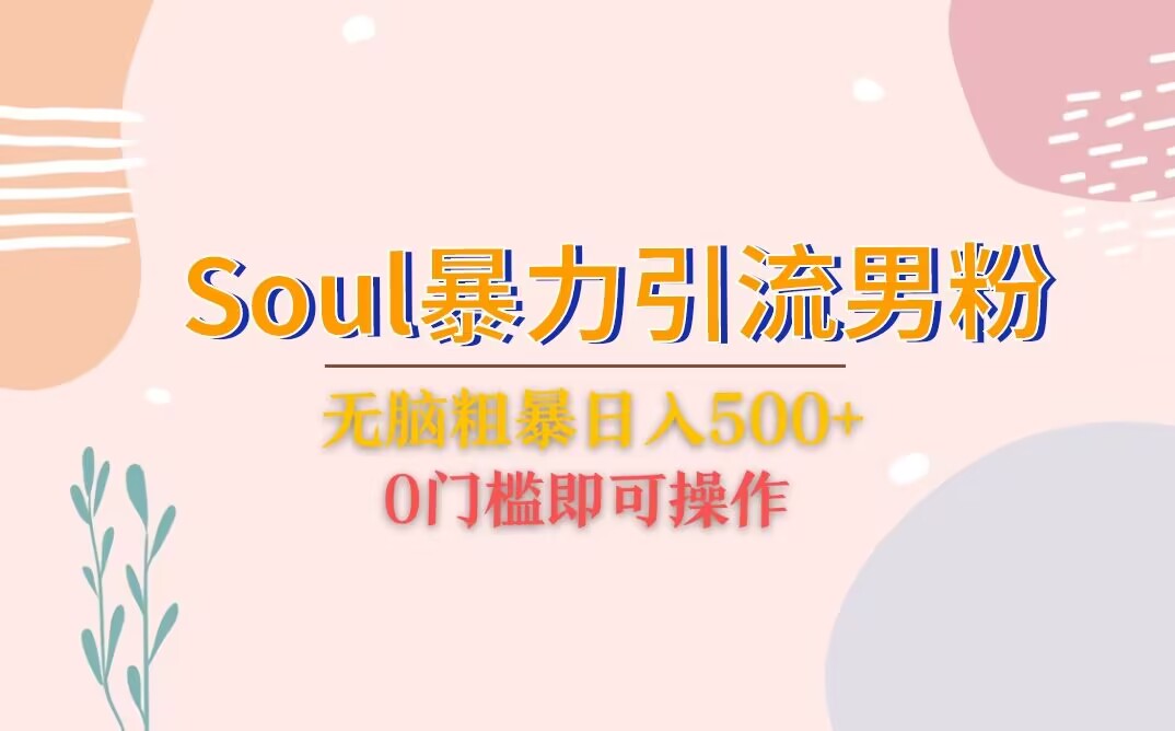 Soul暴力引流男粉玩法，无脑粗暴日入500＋，0门槛即可操作-巨丰资源网