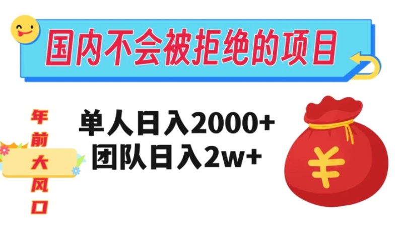 在国内不怕被拒绝的项目，单人日入2000，团队日入20000+【揭秘】-巨丰资源网