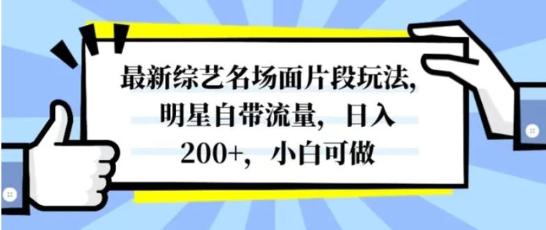 最新综艺名场面片段玩法，明星自带流量，日入200+，小白可做-巨丰资源网