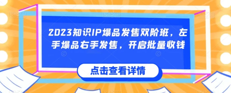 2023知识IP爆品发售双阶班，左手爆品右手发售，开启批量收钱-巨丰资源网