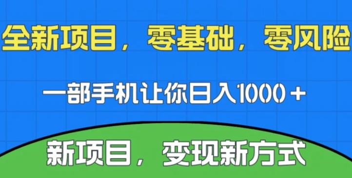 新项目，新平台，一部手机即可日入1000＋，无门槛操作【揭秘】-巨丰资源网