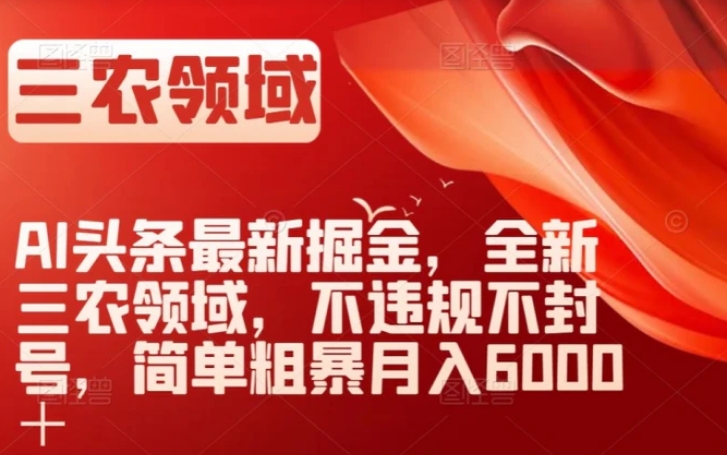 AI头条最新掘金，全新三农领域，不违规不封号，简单粗暴月入6000＋【揭秘】-巨丰资源网