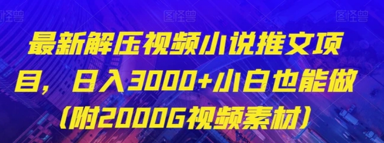 最新解压视频小说推文项目，日入3000+小白也能做【揭秘】-巨丰资源网