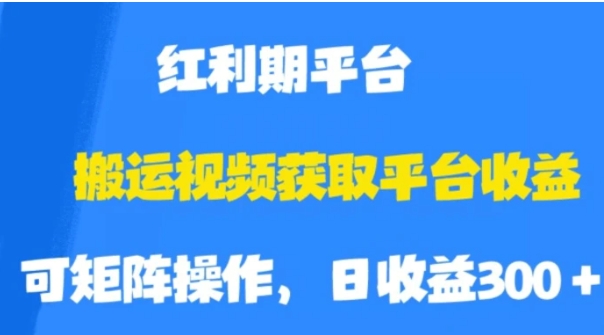 搬运视频获取平台收益，平台红利期，附保姆级教程【揭秘】-巨丰资源网