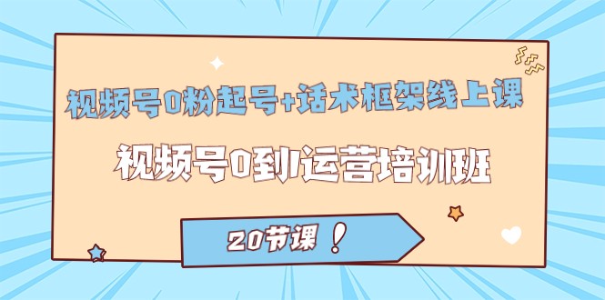 视频号·0粉起号+话术框架线上课：视频号0到1运营培训班-巨丰资源网