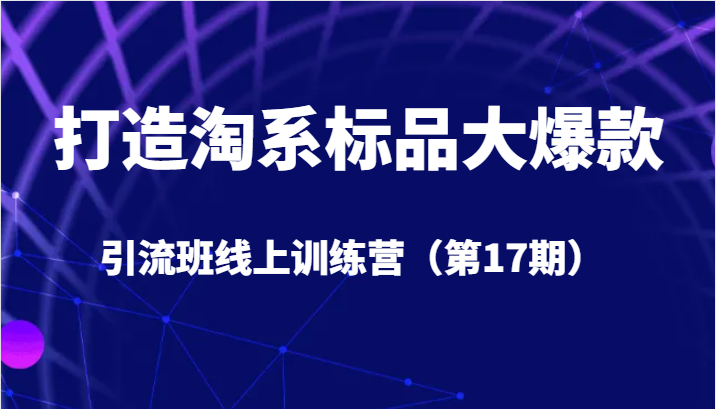 打造淘系标品大爆款引流班线上训练营5天直播授课+1个月答疑-巨丰资源网