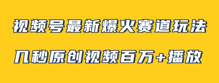 视频号最新爆火赛道玩法，几秒视频可达百万播放，小白即可操作-巨丰资源网