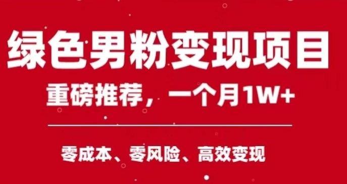 手机操作，月入1W以上副业领袖绿色男粉高客单价项目-巨丰资源网