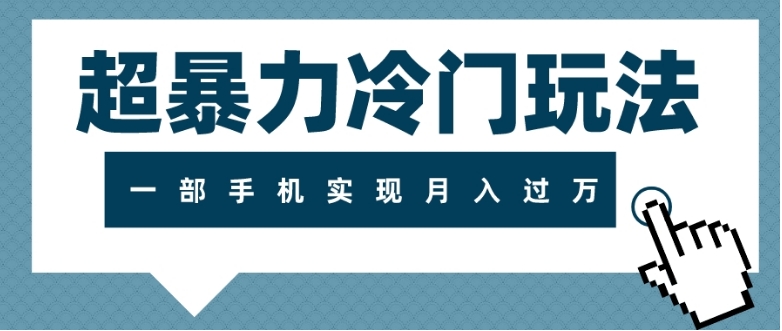 超暴力冷门玩法，可长期操作，一部手机实现月入过万-巨丰资源网