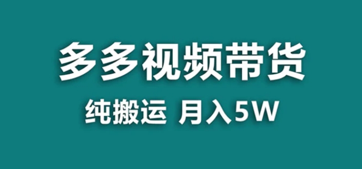 【蓝海项目】多多视频带货，靠纯搬运一个月搞5w，新手小白也能操作【揭秘】-巨丰资源网