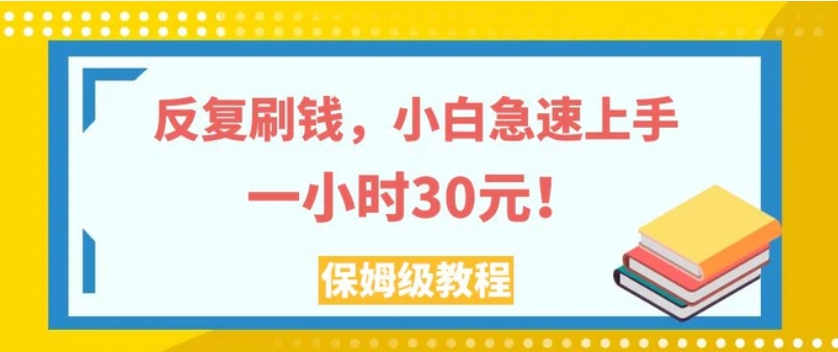 反复刷钱，小白急速上手，一个小时30元，实操教程。-巨丰资源网