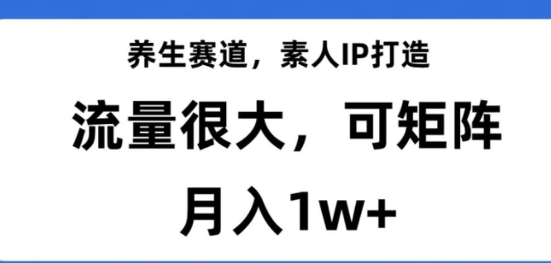 养生赛道，素人IP打造，流量很大，可矩阵，月入1w+【揭秘】-巨丰资源网